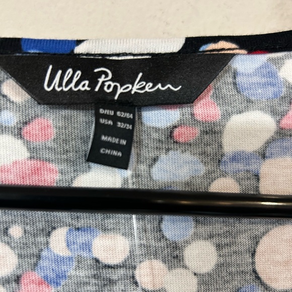 Ulla Popken Dress Womans 32/34 V-Neck Empire Waist Blue polk-a-dot, Pockets,NWT - Picture 4 of 4
